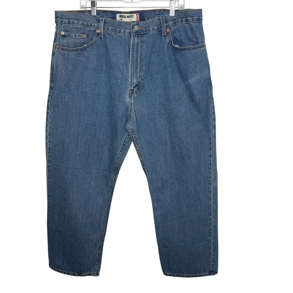 Levi's 505 Regular Fit Jeans Men W42 L30 Blue Denim Straight Leg‎ Classic